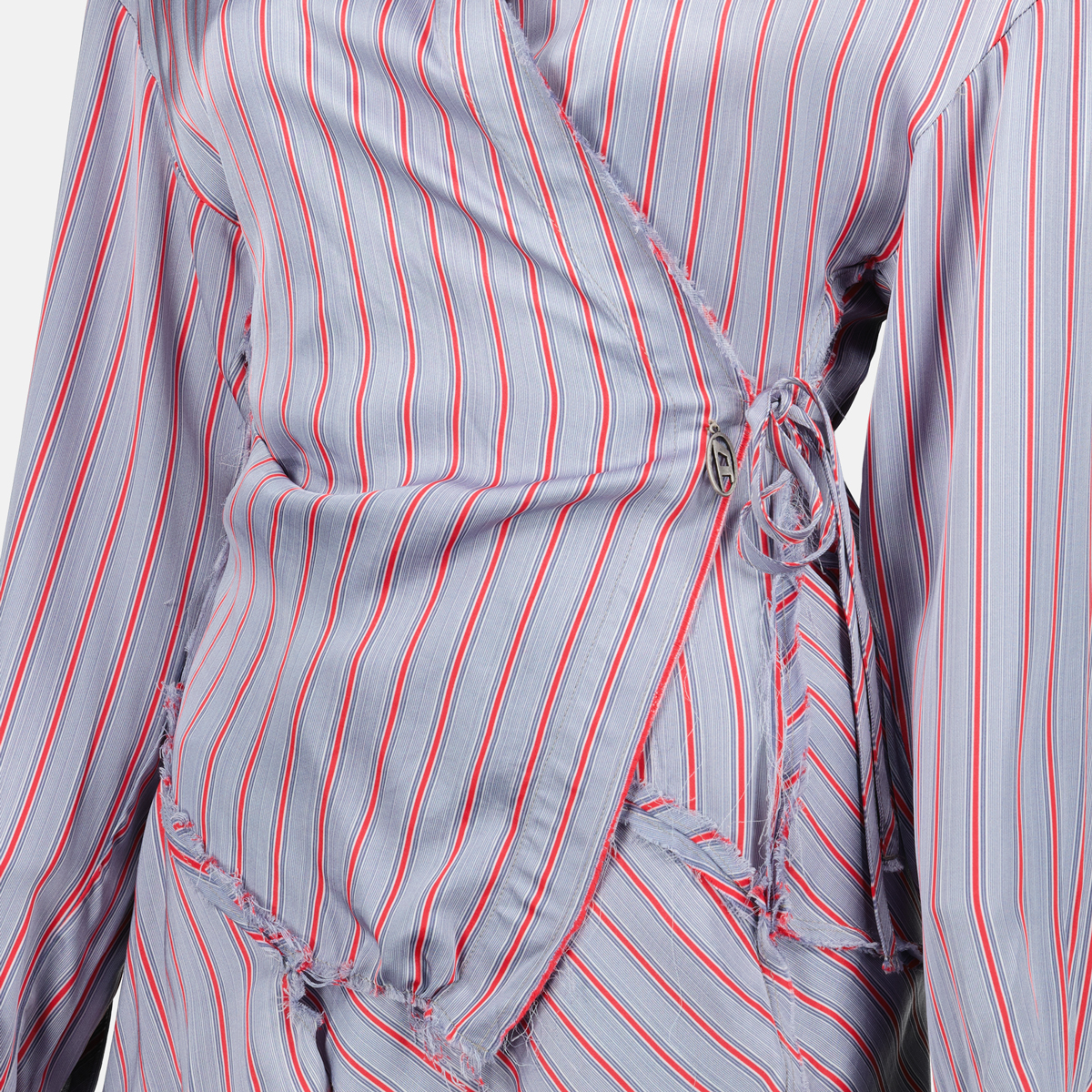 Diesel C-Razy shirt, asymmetrical wrap shirt, women's striped shirt, designer blouse, contemporary fashion