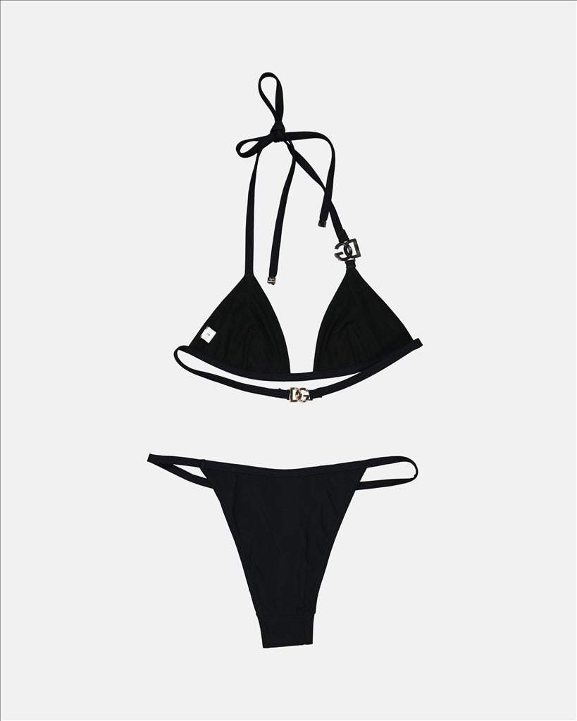 Dolce & Gabbana, luxury bikini, black bikini, beachwear, designer swimwear