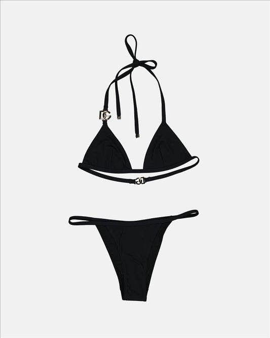 Dolce & Gabbana, luxury bikini, black bikini, beachwear, designer swimwear