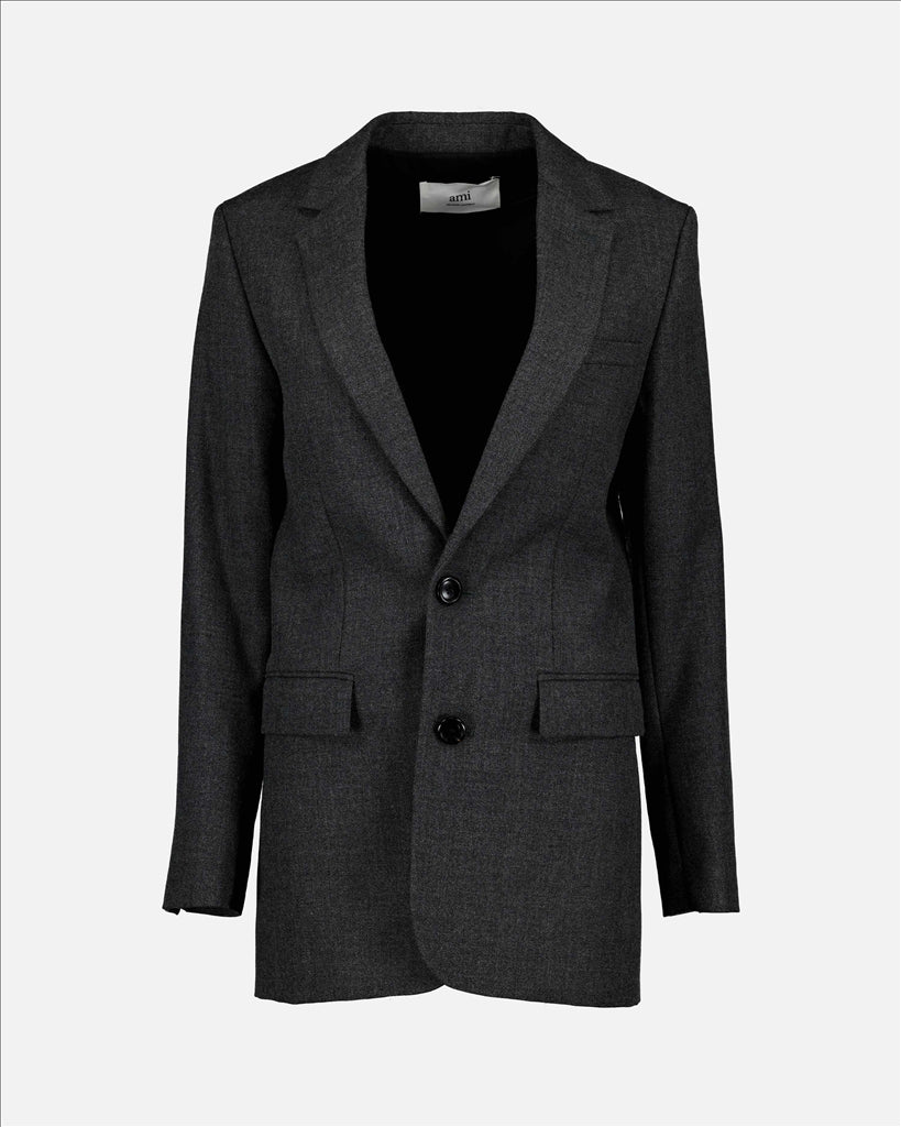 Grey blazer, AMI Paris, unisex blazer, wool blazer, elegant blazer.