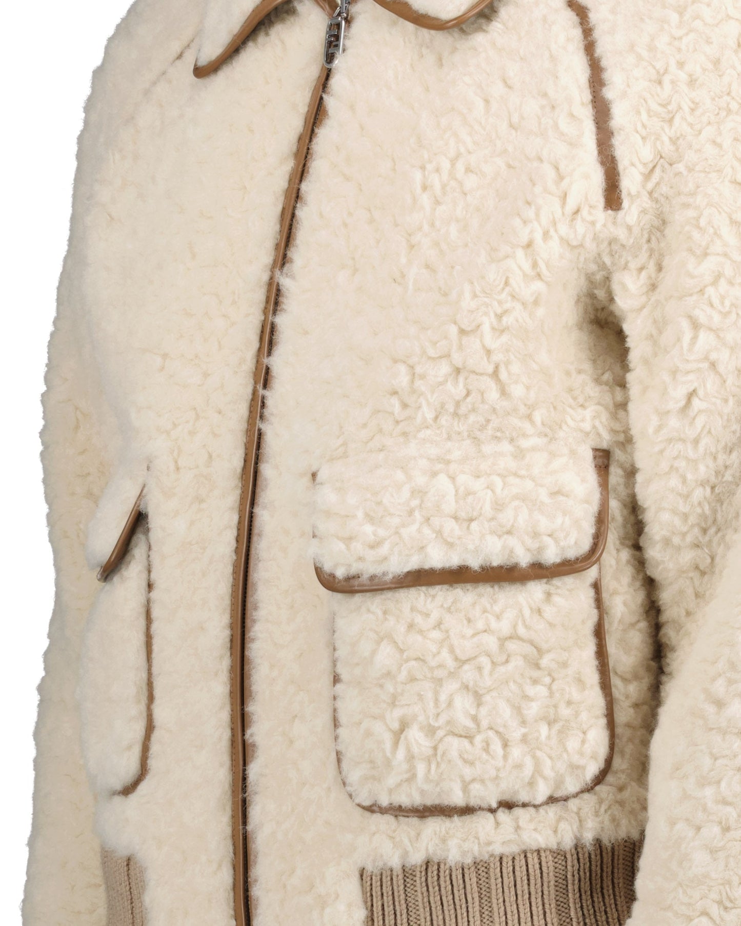 shearling bomber jacket, Fendi bomber, luxury men's jacket, beige and brown jacket, high-end outerwear