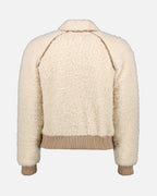 shearling bomber jacket, Fendi bomber, luxury men's jacket, beige and brown jacket, high-end outerwear