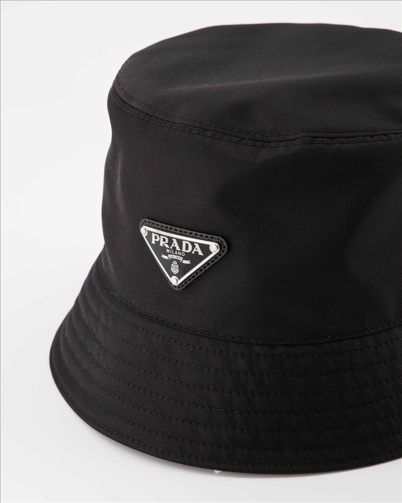 Prada bucket hat, Re-Nylon hat, black bucket hat, luxury accessories, sustainable fashion