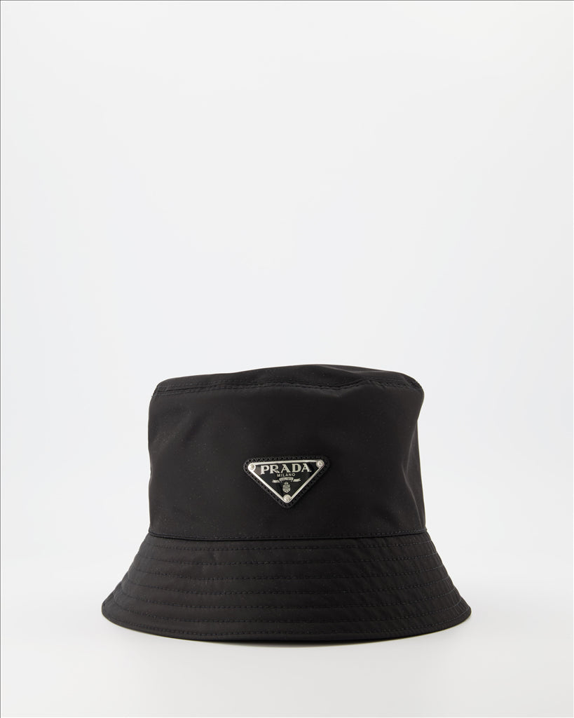 Prada bucket hat, Re-Nylon hat, black bucket hat, luxury accessories, sustainable fashion
