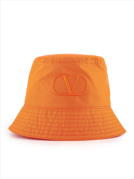 Valentino Garavani, luxury bucket hat, men's fashion accessories, designer headwear, orange VLogo hat