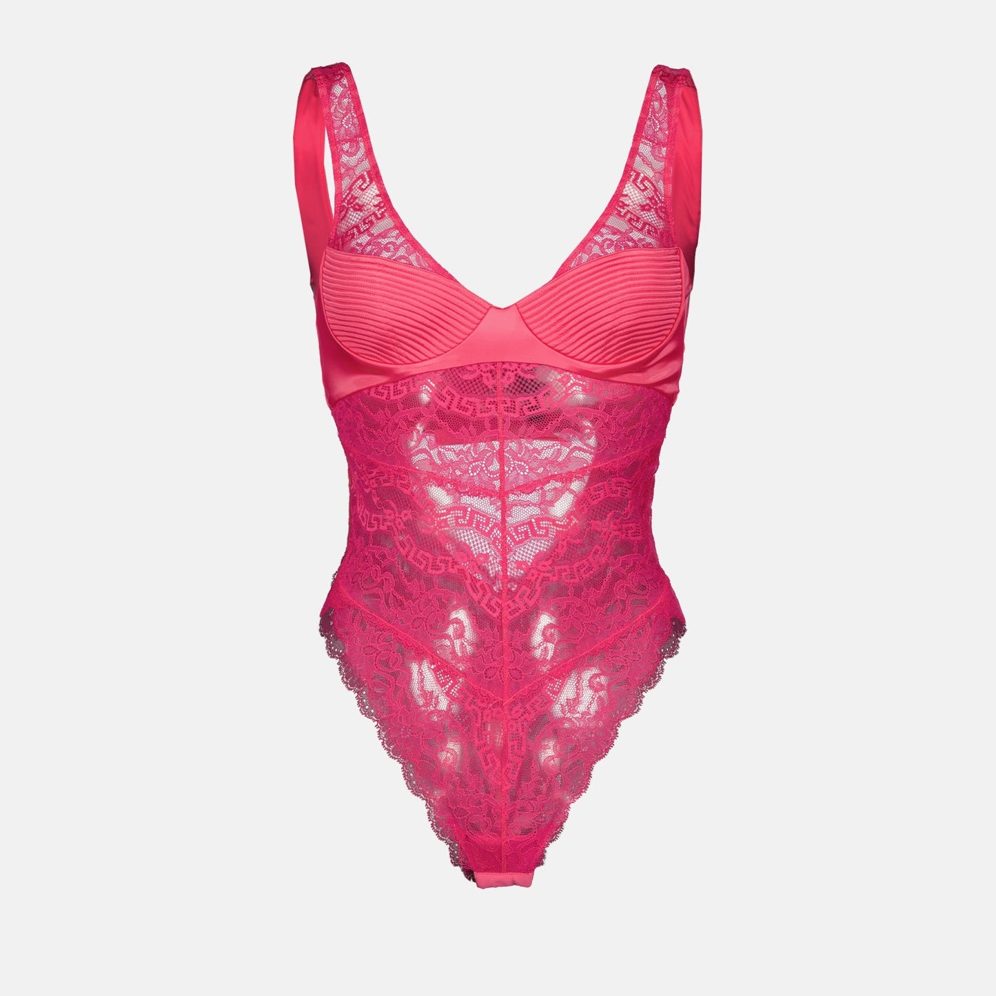 Versace, Pink Lace Body, Women's Luxury Fashion, Designer Bodywear, Elegant Bodysuit