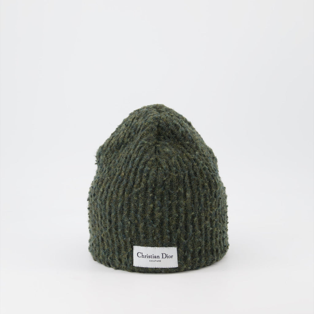 Dior beanie, luxury men's accessories, ribbed green beanie, designer winter wear, elegant men's fashion
