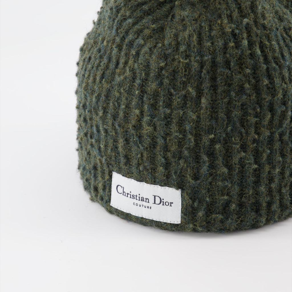Dior beanie, luxury men's accessories, ribbed green beanie, designer winter wear, elegant men's fashion