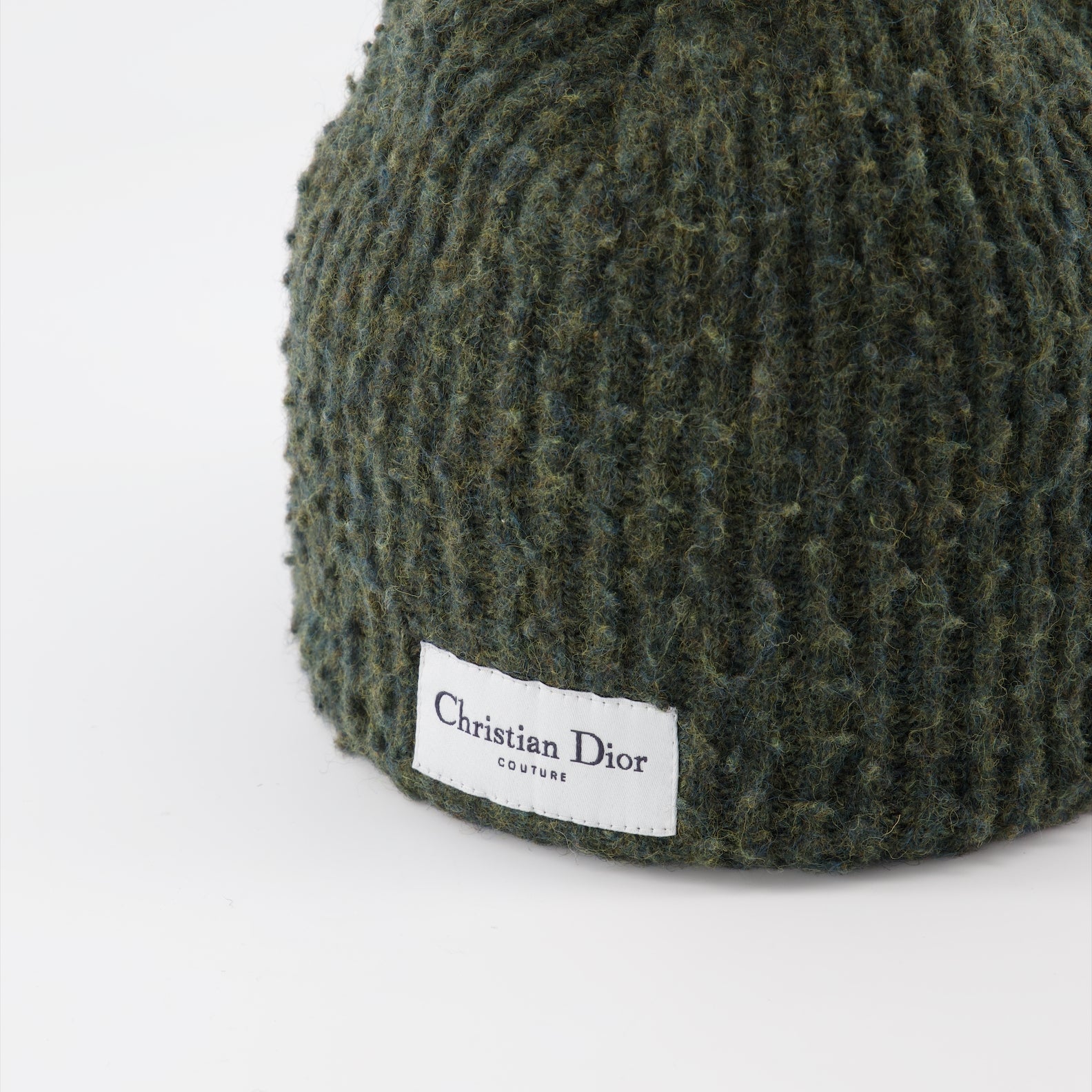 Dior beanie, luxury men's accessories, ribbed green beanie, designer winter wear, elegant men's fashion