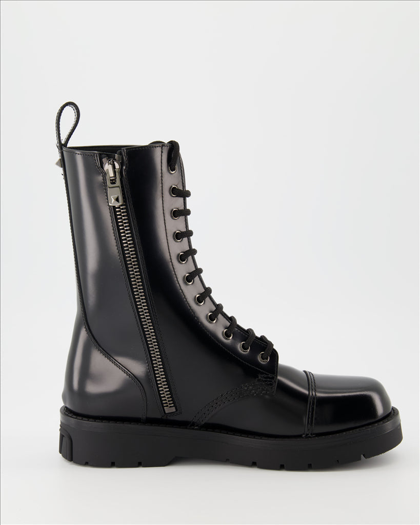 Valentino Garavani, Men's Combat Boots, Patent Leather, Luxury, Elegant Footwear