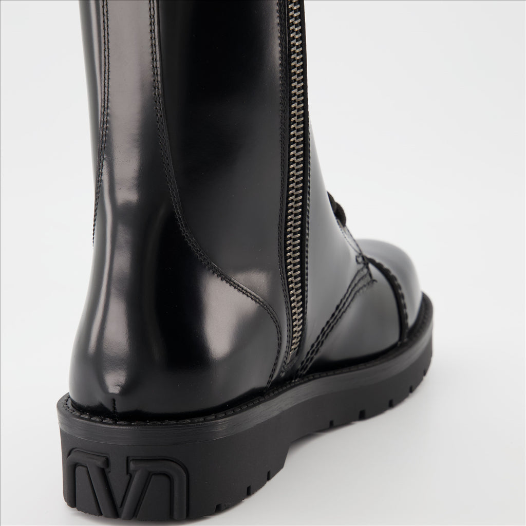 Valentino Garavani, Men's Combat Boots, Patent Leather, Luxury, Elegant Footwear