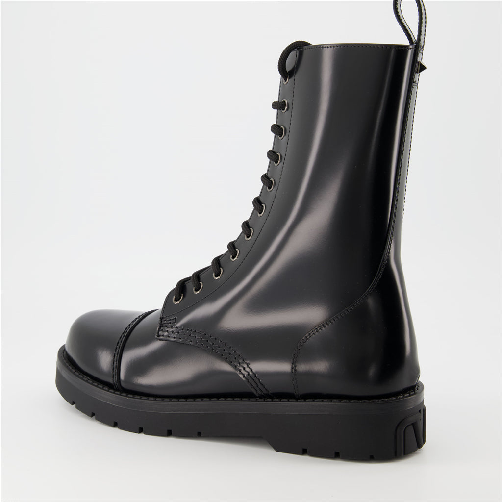 Valentino Garavani, Men's Combat Boots, Patent Leather, Luxury, Elegant Footwear