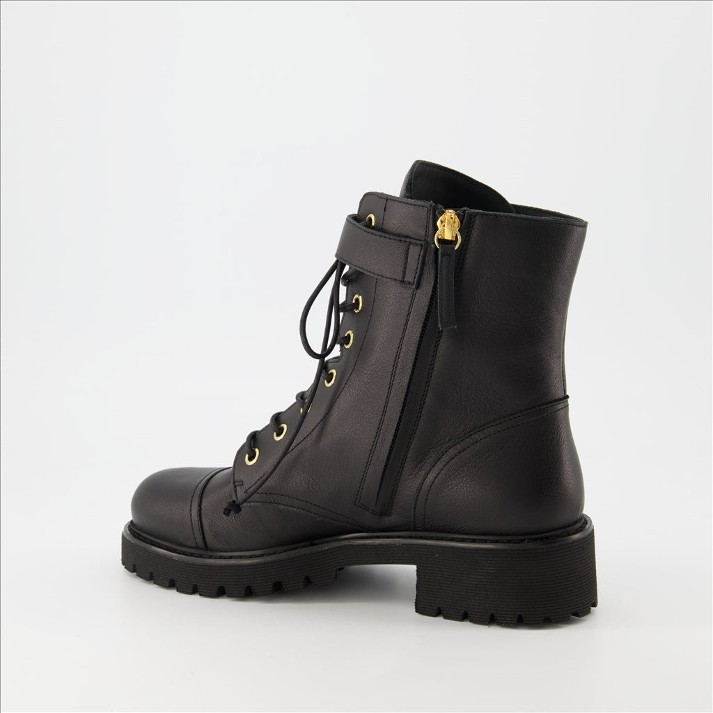 Alexa boots, Giuseppe Zanotti footwear, black leather ankle boots, luxury women’s shoes, designer Italian boots