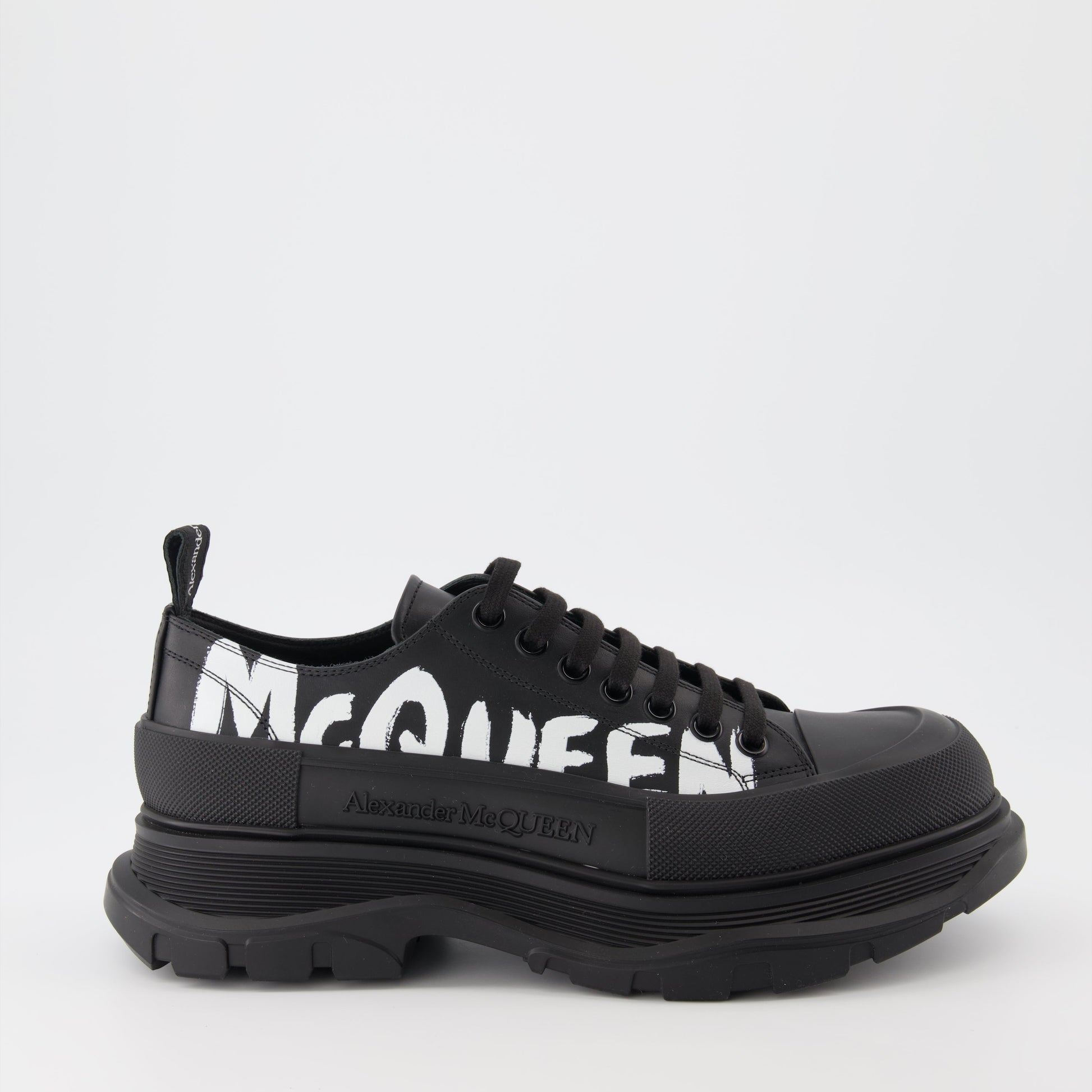 Alexander McQueen, Tread Slick, men's luxury sneakers, black low-top sneakers, designer footwear