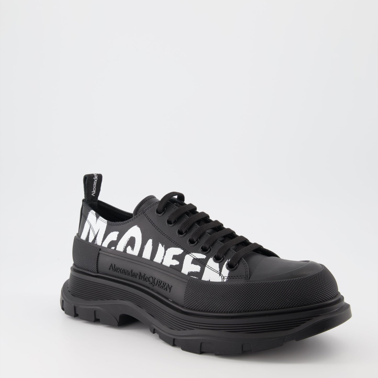 Alexander McQueen, Tread Slick, men's luxury sneakers, black low-top sneakers, designer footwear