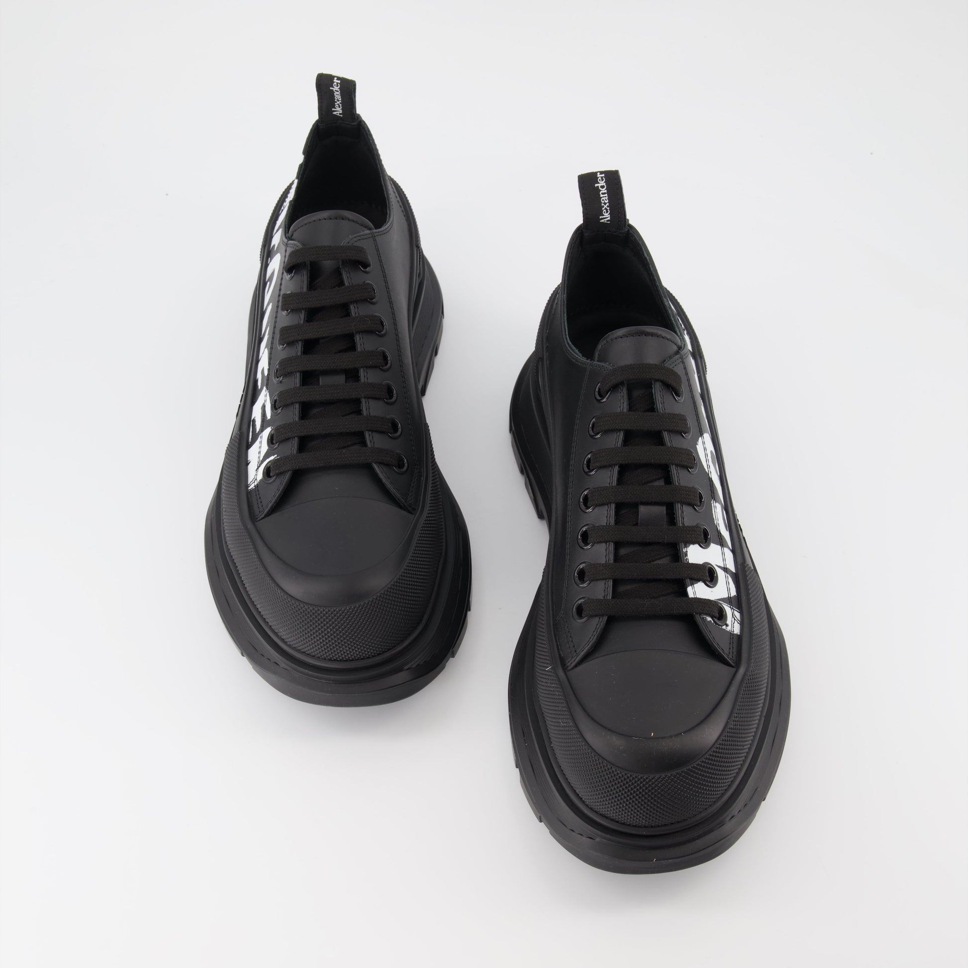 Alexander McQueen, Tread Slick, men's luxury sneakers, black low-top sneakers, designer footwear