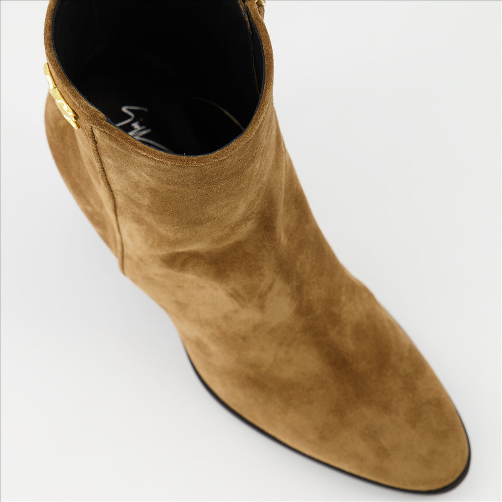 Giuseppe Zanotti, Brown Suede Boots, Women's Luxury Footwear, Ankle Boots, High-End Fashion