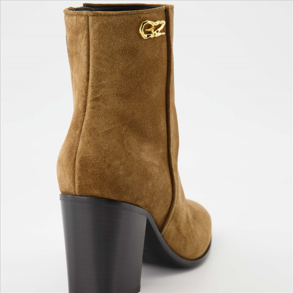 Giuseppe Zanotti, Brown Suede Boots, Women's Luxury Footwear, Ankle Boots, High-End Fashion