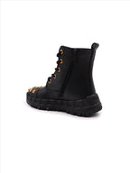 Versace kids boots, Medusa Stud, luxury children's footwear, black ankle boots, designer kids shoes