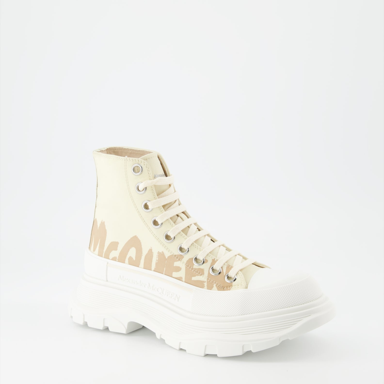 Alexander McQueen, graffiti boots, luxury ankle boots, women's designer footwear, high-end fashion