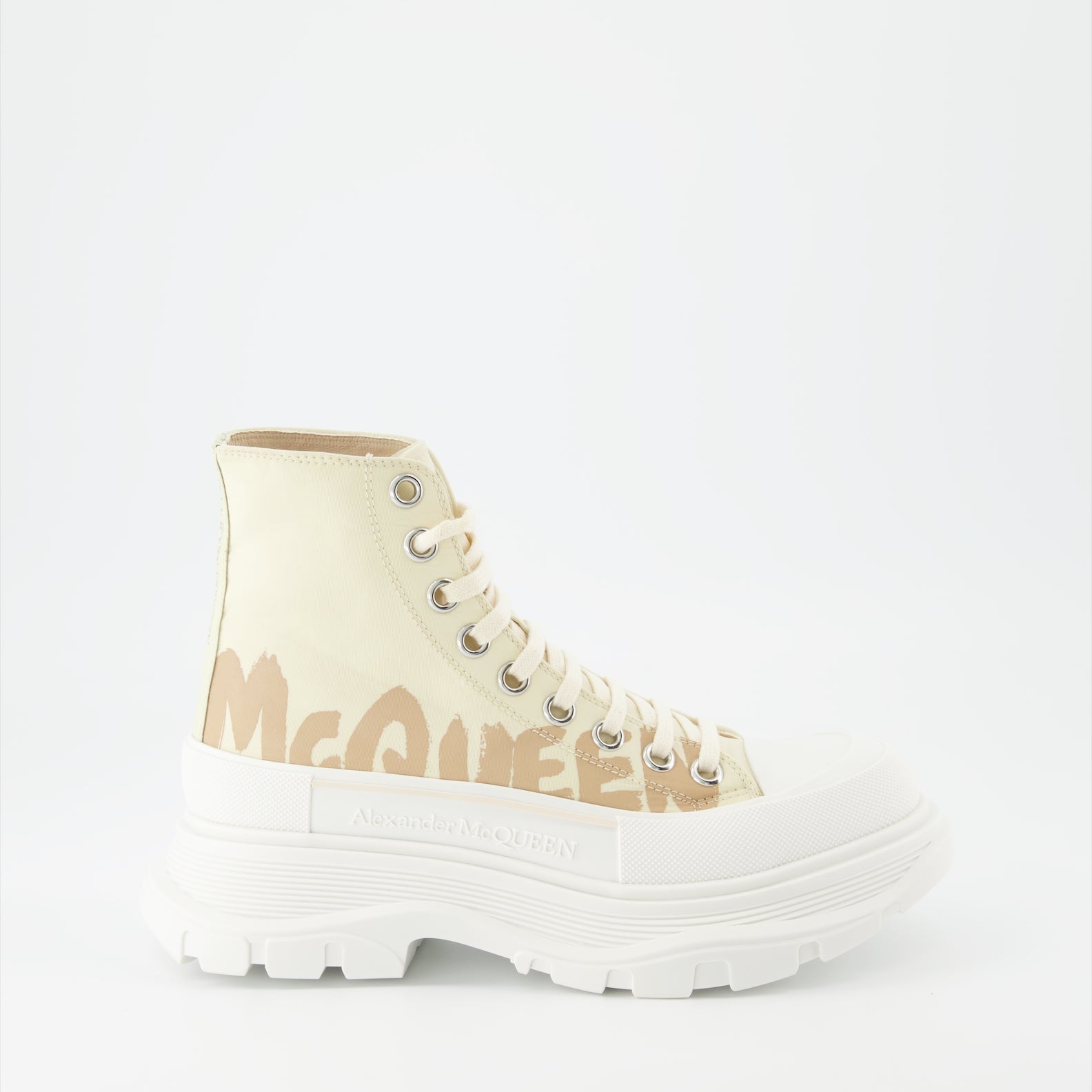 Alexander McQueen, graffiti boots, luxury ankle boots, women's designer footwear, high-end fashion