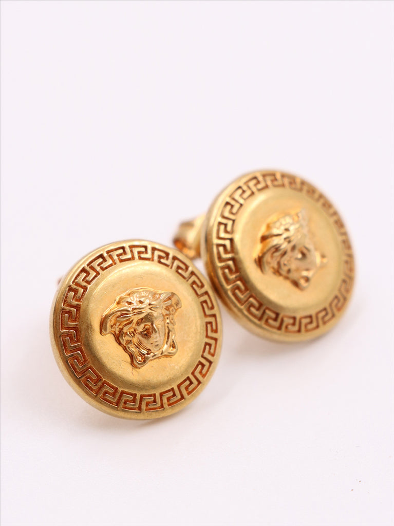 Versace earrings, Tribute earrings, gold earrings, Medusa design, hypoallergenic accessories