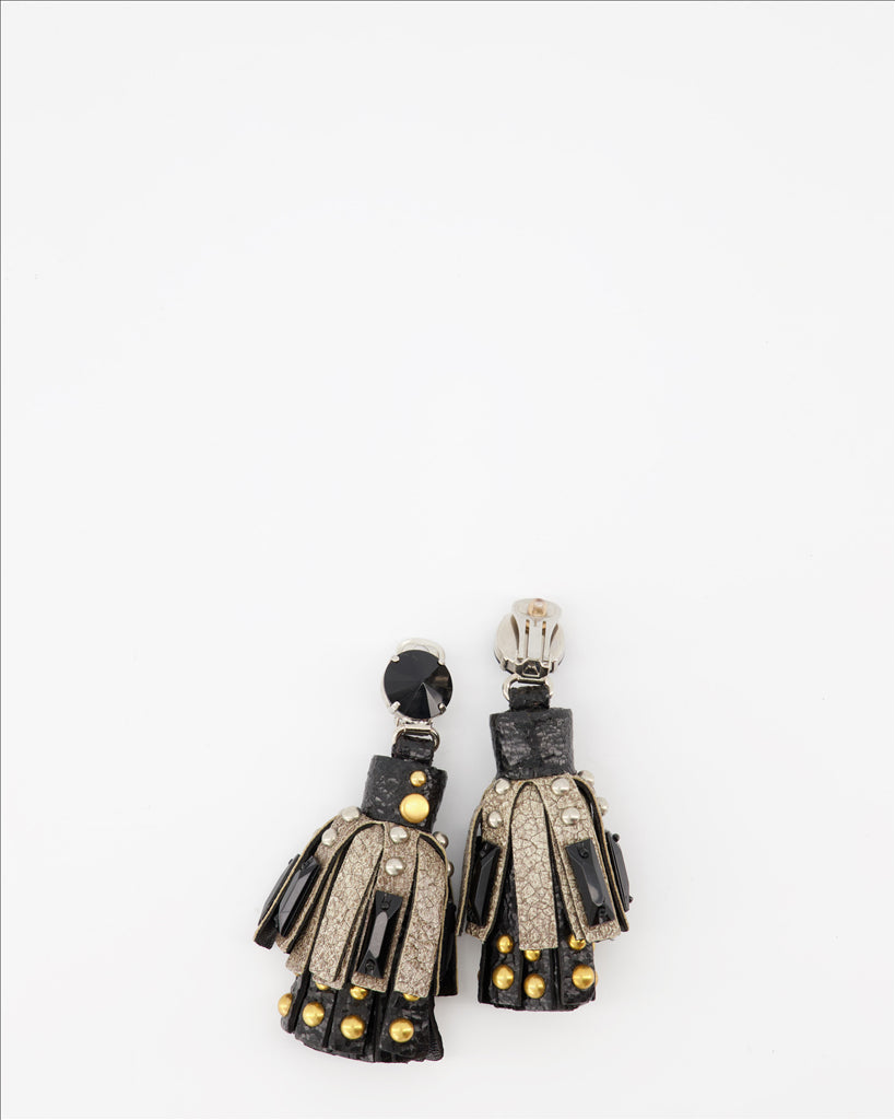 Prada Earrings, Vintage Leather Design, Luxury Accessories, Prada Jewelry, Timeless Elegance