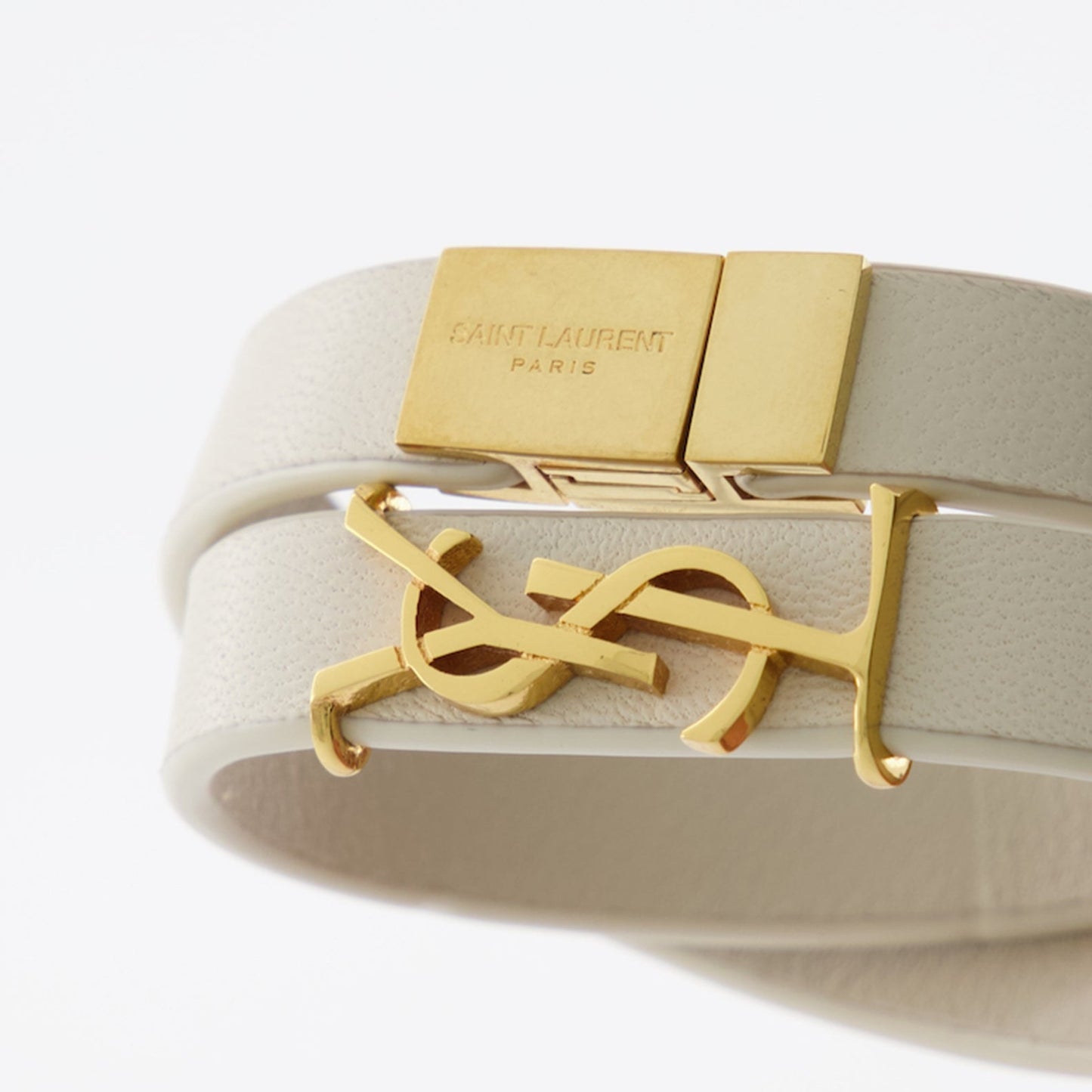 Saint Laurent, double leather bracelet, YSL, luxury men's accessories, beige bracelet