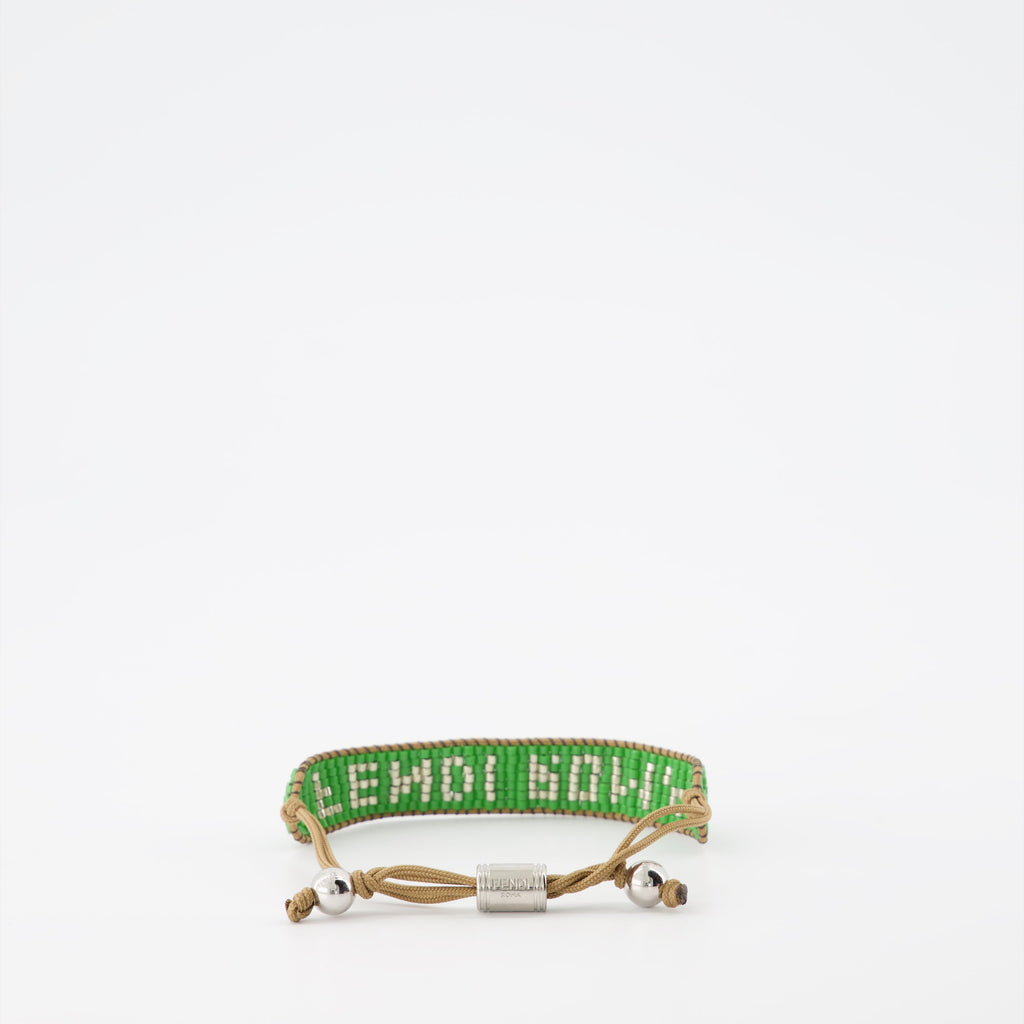 Fendi, men's green bracelet, luxury accessories, designer bracelet, Fendi jewelry