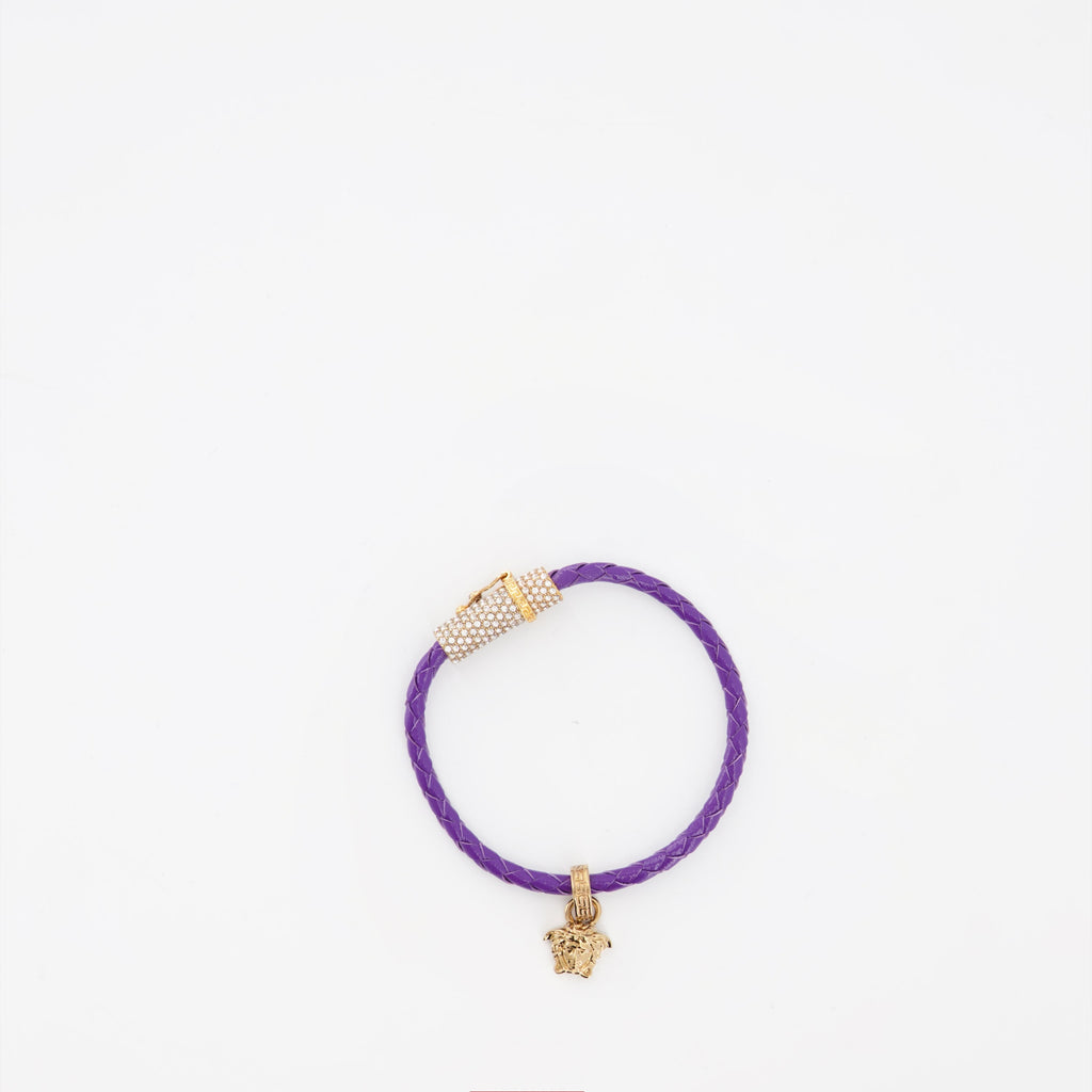 Versace bracelet, Medusa braided bracelet, luxury women's accessories, high-end fashion, violet bracelet
