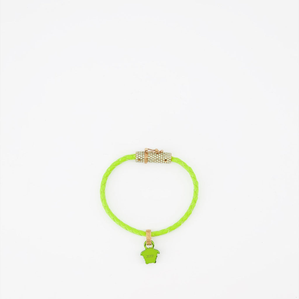 Versace bracelet, Medusa bracelet, women's luxury bracelet, green braided bracelet, high-end accessories