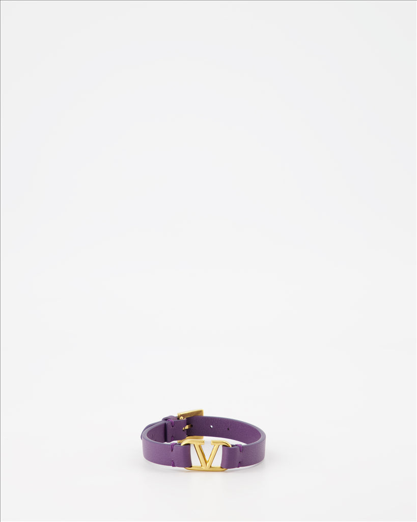 VLogo bracelet, Valentino Garavani, purple leather, luxury accessory, elegance