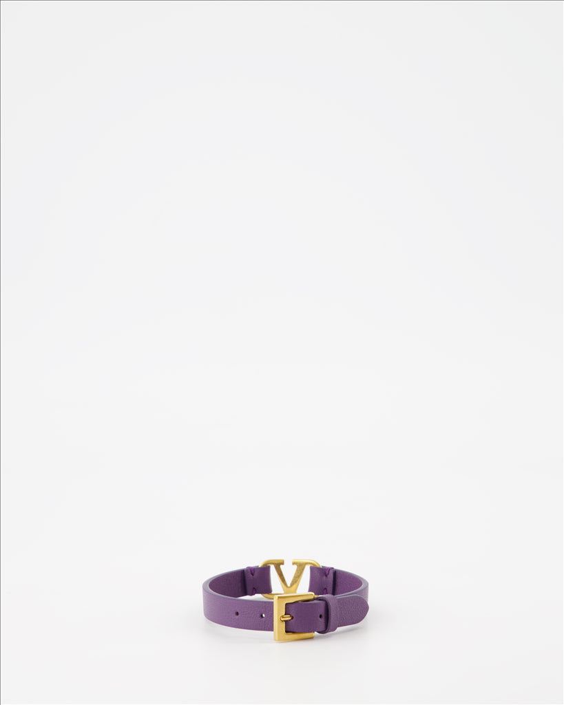 VLogo bracelet, Valentino Garavani, purple leather, luxury accessory, elegance