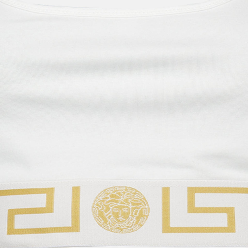 White Greca Bralette, Elegant Bralette, Elastic Band Bralette, Refined Slim Fit, Versatile Bralette