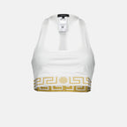 White Greca Bralette, Elegant Bralette, Elastic Band Bralette, Refined Slim Fit, Versatile Bralette