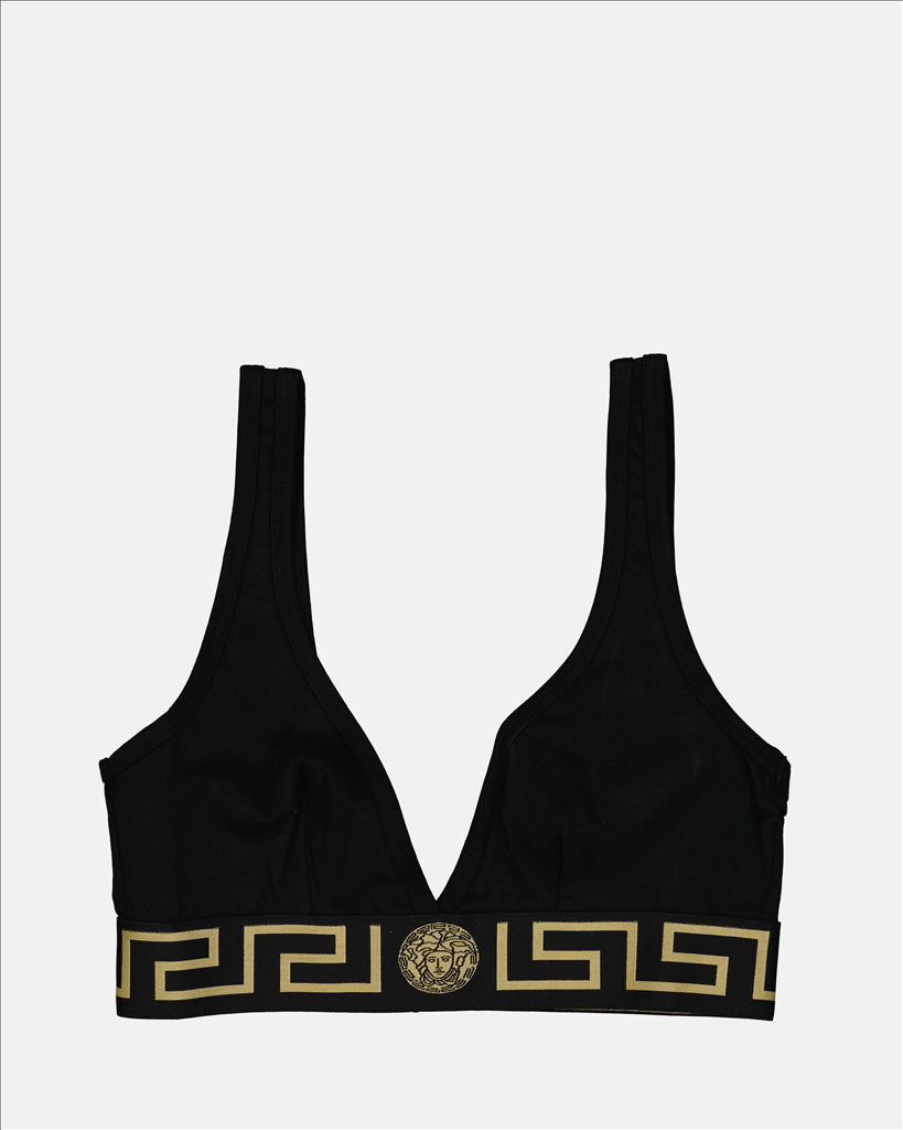 Versace, Medusa brassiere, luxury lingerie, black bralette, designer lingerie