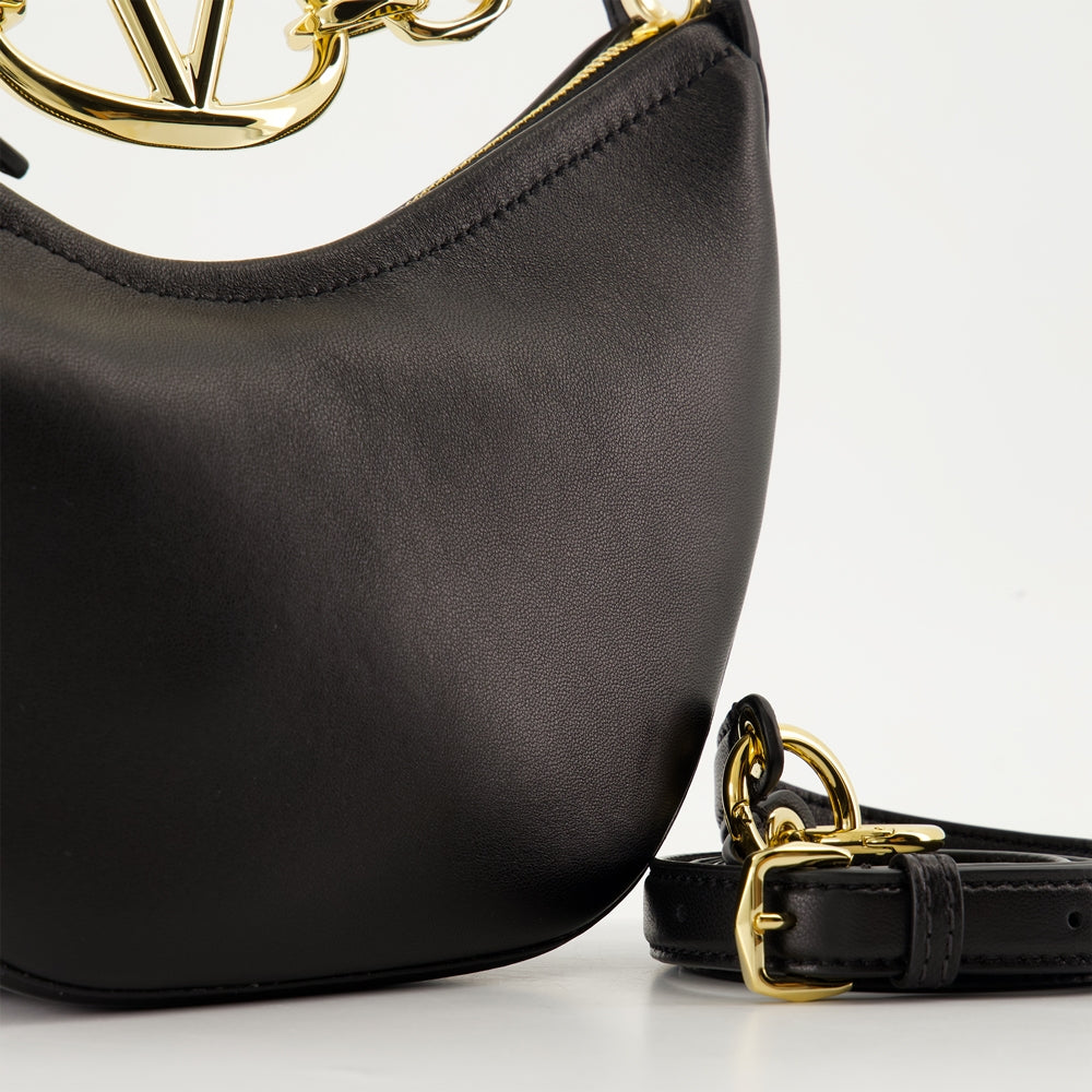 VLogo Moon Bag, Black Leather Bag, Luxury Hobo Bag, Valentino Garavani Bag, Designer Women's Bag