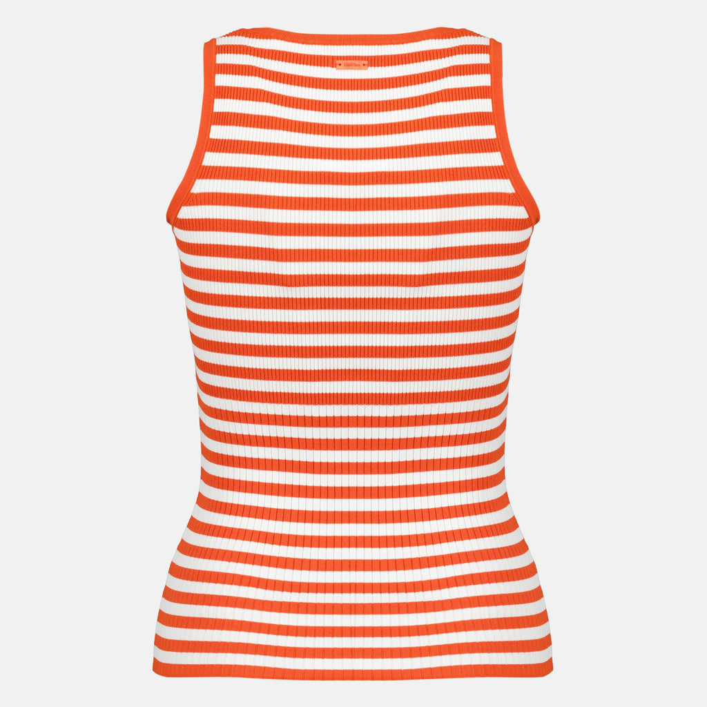 Imagen del top sin mangas de rayas acanaladas de Max Mara para mujeres - Temporada Primavera-Verano 2026 - Vista trasera