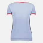 Image d'un T-shirt rayé bleu Prada - Femme par Prada pour Femme - Saison Printemps-Été 2026 - Vue de dos