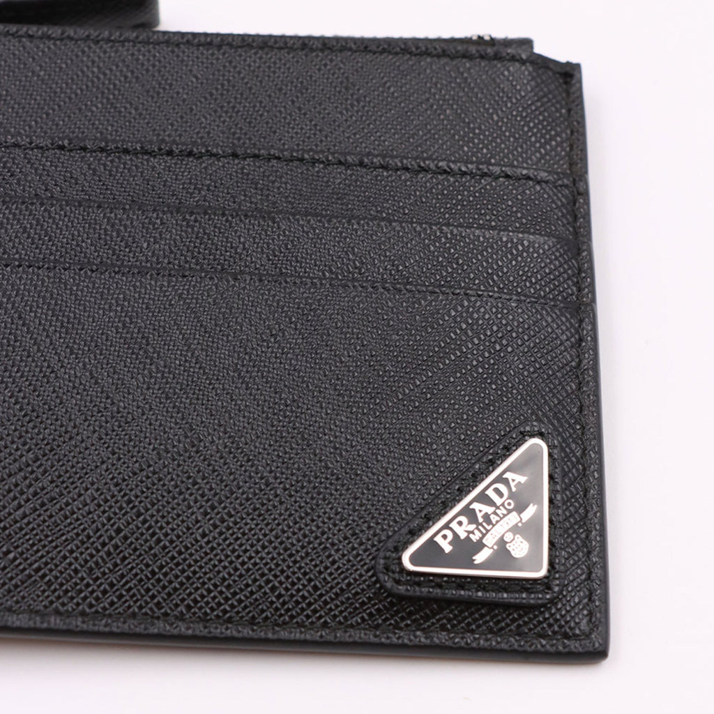Prada card holder, Saffiano leather wallet, black card holder, men's accessories, minimalist wallet
