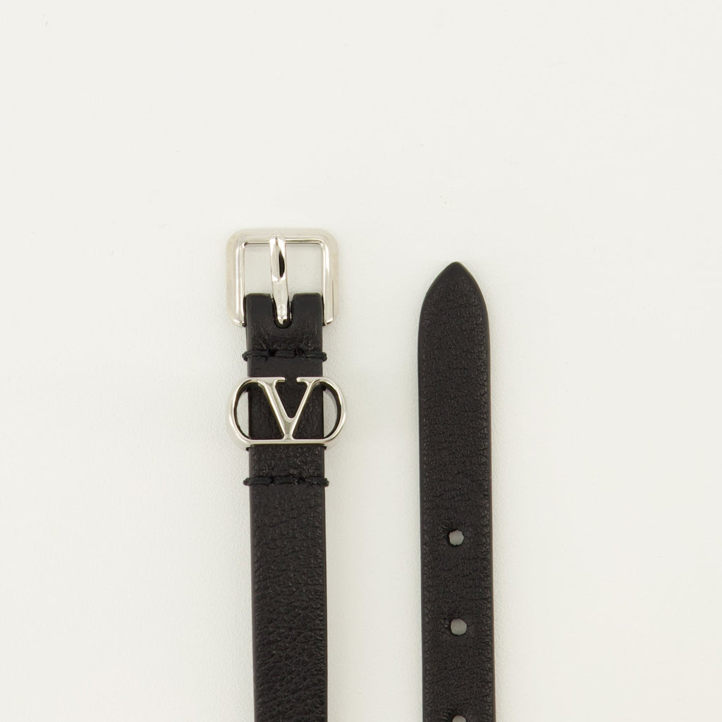 Image of Ovalette Leather Bracelet by Valentino Garavani for Men - Season Spring-Summer 2026 - Detail View 1
