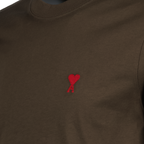 AMI Paris, Brown T-shirt, Organic Cotton, Autumn-Winter 2024, Luxury Fashion