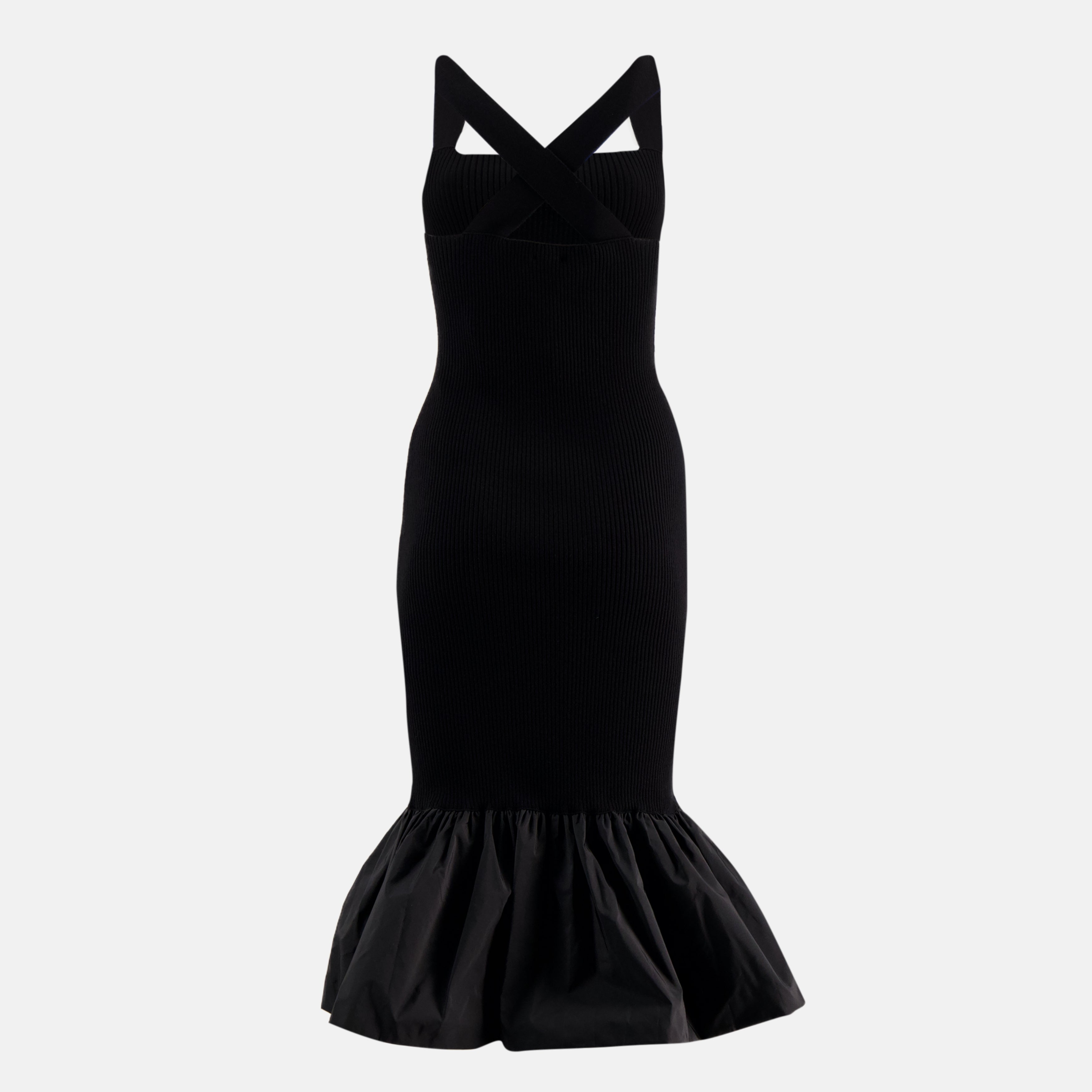 Image d'une robe noire côtelée de Patou pour Femmes - Saison Printemps-Été 2026 - Vue de dos