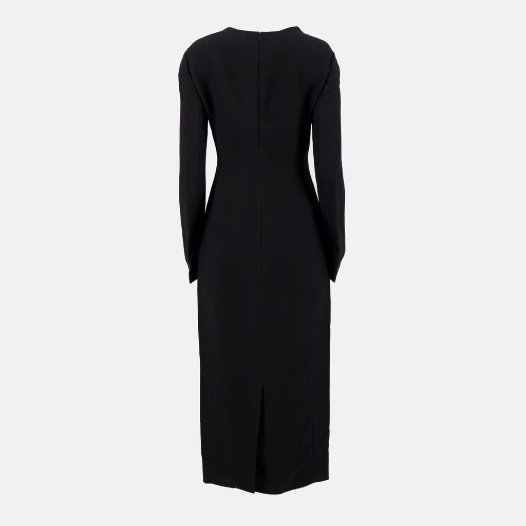Image de robe longue noire Prada par Prada pour femmes - Saison automne-hiver 2022 - Vue de dos