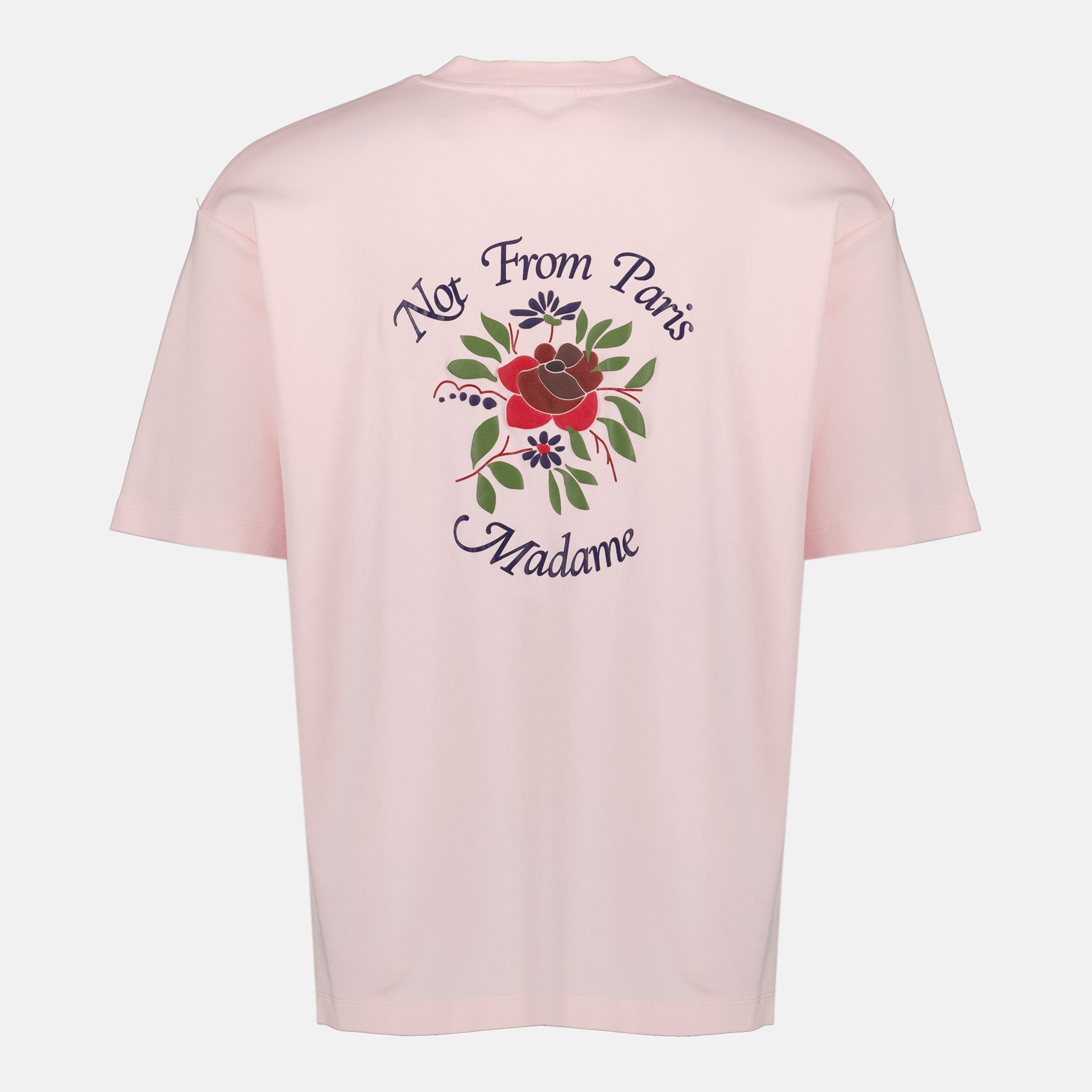 Image of Rose Slogan T-Shirt - Drôle de Monsieur by Drole De Monsieur for Men - Season Spring-Summer 2026 - Back View