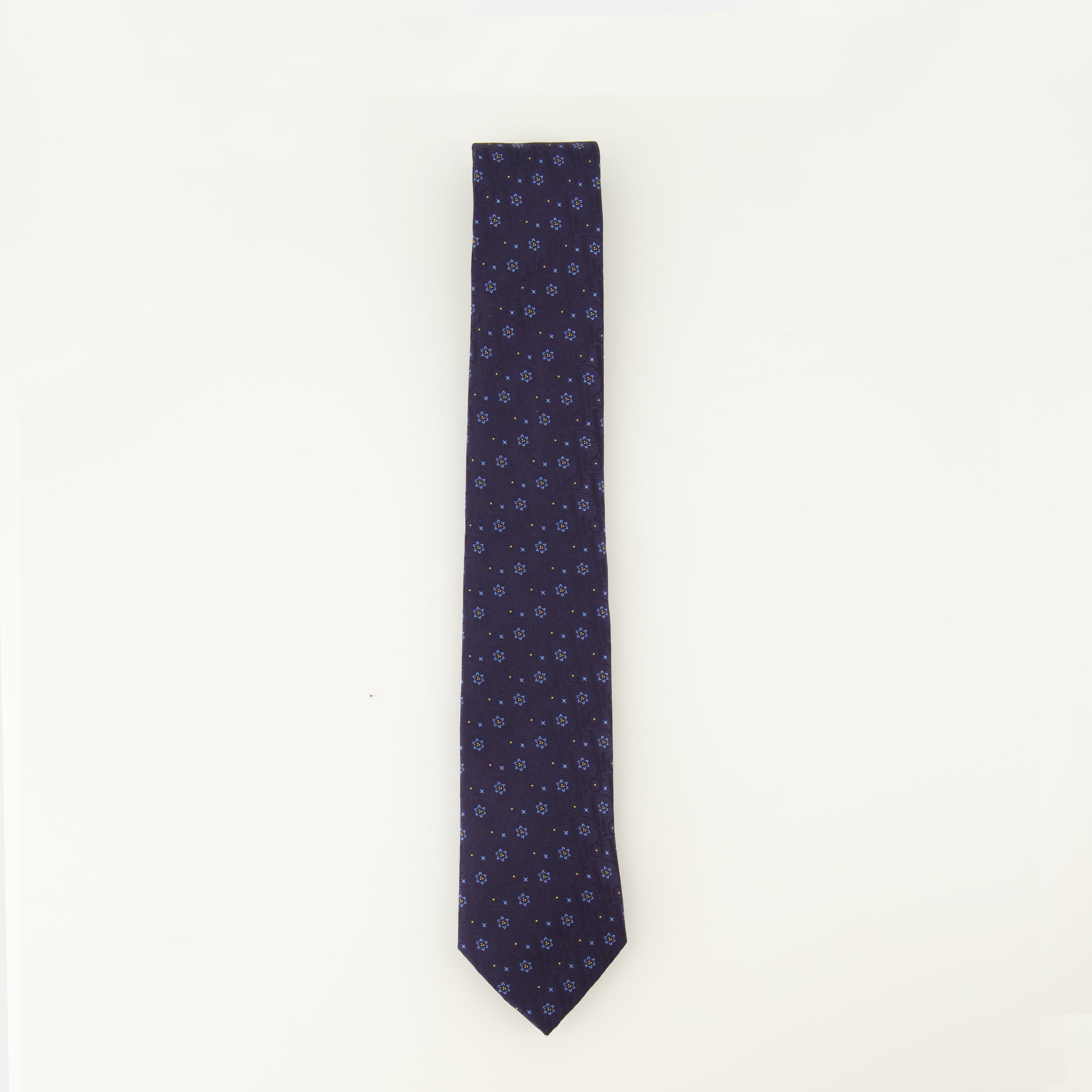 Dior tie, Oblique Revival tie, navy silk tie, designer accessories, luxury ties