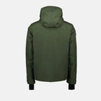 Balmhorn jacket, green nylon jacket, Moncler outerwear, tricolor details, adjustable hood