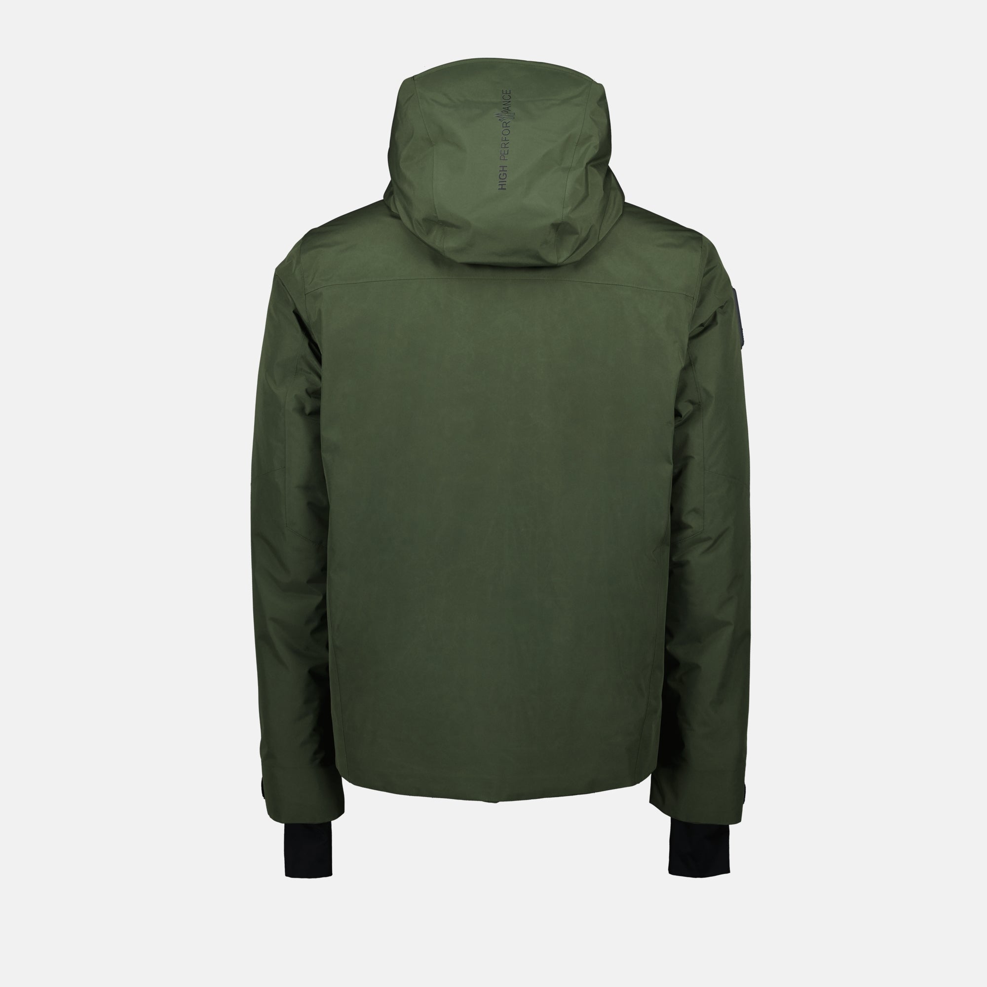 Balmhorn jacket, green nylon jacket, Moncler outerwear, tricolor details, adjustable hood