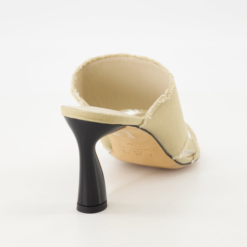 mules, Garnett, beige canvas, Spring-Summer collection, women’s footwear