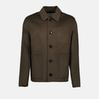 Brown wool jacket, AMI Paris wool jacket, luxury cashmere jacket, Autumn-Winter 2024 men's jacket, high-end wool outerwear